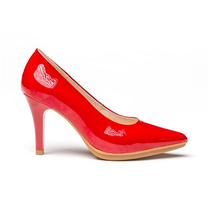 Womens Patent Leather High Heeled Pumps 1499 Red, by Eva Mañas