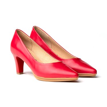 Womens Nappa Leather Medium Heeled Comfort Pumps 1498 Red, by Desireé