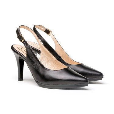 Zapatos De Salón Descubierto Mujer Piel Napa Tacón Alto 1495 Negro, de Eva Mañas