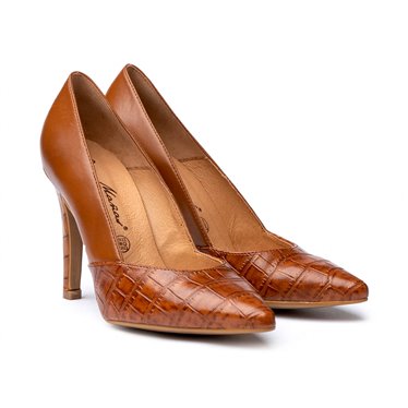 Womens Leather High Heeled Pumps Croco Engraving 1490 Leather, by Eva Mañas