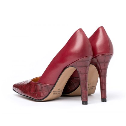 Zapatos De Salón Mujer Piel Coco Tacón Alto 1490 Burdeos, de Eva Mañas