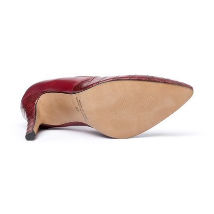 Zapatos De Salón Mujer Piel Coco Tacón Alto 1490 Burdeos, de Eva Mañas