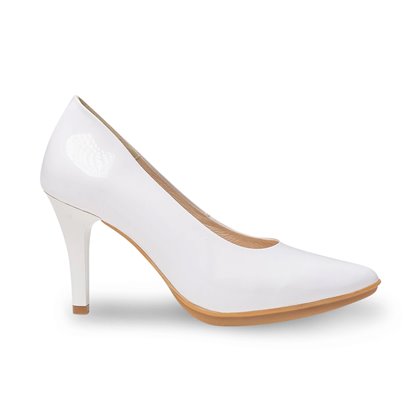Womens Patent Leather High Heeled Pumps 1499 White, by Eva Mañas