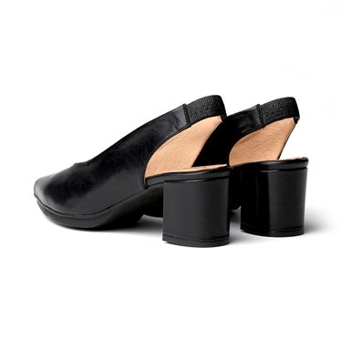 Zapatos De Salón Confort Mujer Piel Napa Tacón Medio Descubierto 1496 Negro, de Eva Mañas