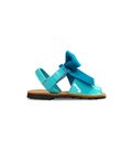 Childrens Synthetic Patent Menorcan Sandals Satin Bow 268 Blue, by Pisable