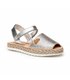 Girls Metallic Nappa Leather and Sack Menorcan Sandals Padded Insole Velcro 223 Silver, by AngelitoS