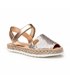 Girls Nappa Leather and Sequins Menorcan Sandals Padded Insole Velcro 224 Nude, by AngelitoS