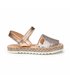 Girls Nappa Leather and Sequins Menorcan Sandals Padded Insole Velcro 224 Nude, by AngelitoS