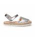 Girls Nappa Leather and Sequins Menorcan Sandals Padded Insole Velcro 224 Silver, by AngelitoS