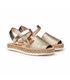 Girls Metallic Nappa Leather and Sack Menorcan Sandals Padded Insole Velcro 223 Platinum, by AngelitoS
