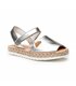Girls Metallic Nappa Leather Menorcan Sandals Padded Insole Velcro 221 Silver, by AngelitoS