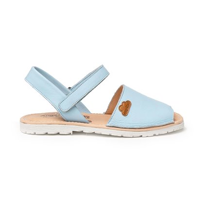 Girls Nappa Leather Menorcan Sandals Padded Insole Velcro 220 Sky Blue, by AngelitoS
