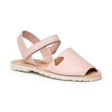 Girls Nappa Leather Menorcan Sandals Padded Insole Velcro 220 Pink, by AngelitoS