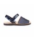 Girls Patent and Glitter Leather Menorcan Sandals Velcro 208 Navy, by AngelitoS
