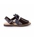 Girls Patent Leather Menorcan Sandals Satin Bow Velcro 206 Navy, by AngelitoS