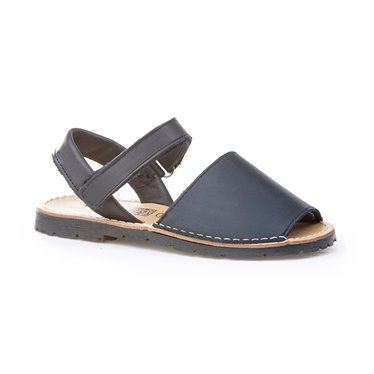 Girls Nappa Leather Menorcan Sandals Velcro 202 Navy, by AngelitoS