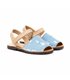 Girls Nappa Leather and Denim Menorcan Sandals Velcro 212 Camel, by AngelitoS