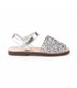 Girls Leather and Glitter Menorcan Sandals Velcro 203 Silver, by AngelitoS