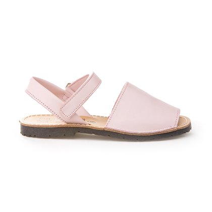 Girls Nappa Leather Menorcan Sandals Velcro 202 Pink, by AngelitoS