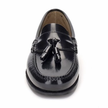 Man Leather Beefroll Loafers Tassels 302 Black, by Latino