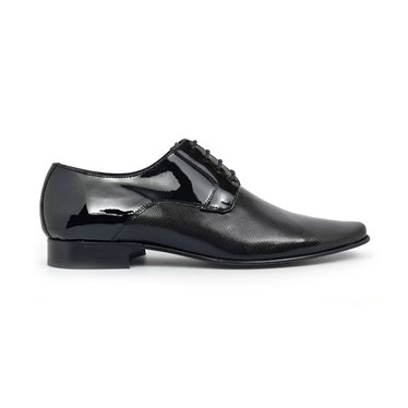 Men's Patent Leather Derby Shoes Leather Sole 9396 Black, by Latino