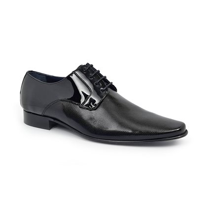 Men's Patent Leather Derby Shoes Leather Sole 9396 Black, by Latino