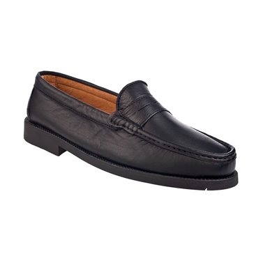 Man Soft Leather Beefroll Penny Loafers Rubber Sole 501 Black, by Latino