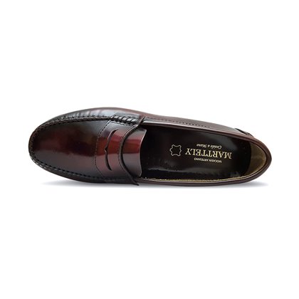 Man Leather Beefroll Penny Loafers Rubber Sole 350AL Bordeaux, by Latino