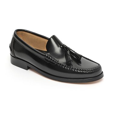 Man Beefroll Leather Loafers Tassels 805MA Black, by Latino