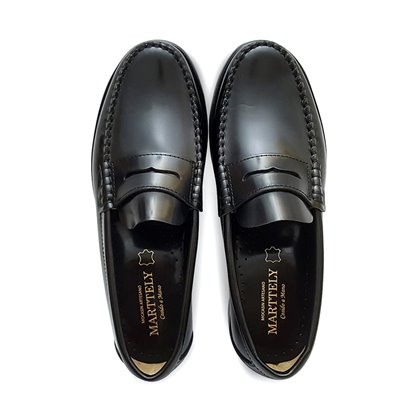 Man Leather Beefroll Penny Loafers 800 Black, by Latino