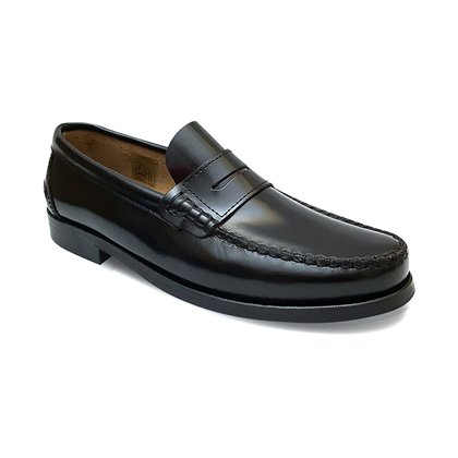 Man Leather Beefroll Penny Loafers 800 Black, by Latino