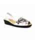 Woman Engraved Leather Wedged Menorcan Sandals 1287 White, by C. Ortuño