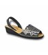 Woman Engraved Leather Wedged Menorcan Sandals 1287 Black, by C. Ortuño