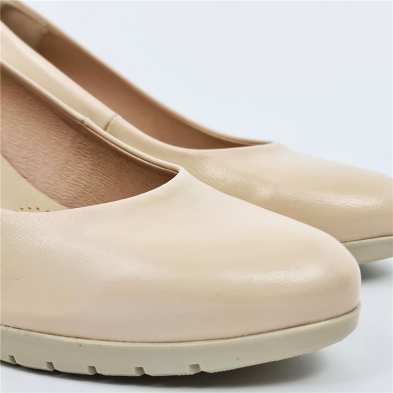 Zapatos De Salón Mujer Piel Tacón Medio Muy Cómodos 2220 Beige, de