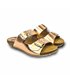 Woman Metallic Leather Bio Sandals Cork Sole Padded Insole 896 Rose Gold, by BluSandal