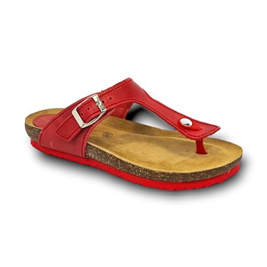 Woman Leather Bio Sandals Padded Insole 502BLU Red, by BluSandal