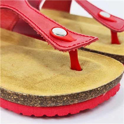 Woman Leather Bio Sandals Padded Insole 502BLU Red, by BluSandal