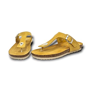 Woman Leather Bio Sandals Padded Insole 502BLU Yellow, by BluSandal