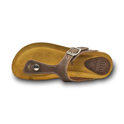 Woman Leather Bio Sandals Padded Insole 502BLU Taupe, by BluSandal