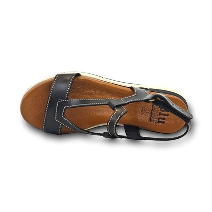 Woman Leather Low Wedged Sandals Padded Insole 166 Leather, by Blusandal