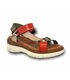 Woman Leather Wedged Sandals Velcro Padded Insole 54322 Multileather, by Blusandal