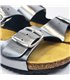 Woman Metallic Leather Bio Sandals Cork Sole Padded Insole 896 Lead, by BluSandal