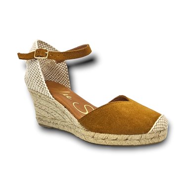 Womens Leather Low Wedged Valencian Espadrilles Padded Insole 1509 Leather, by BluSandal