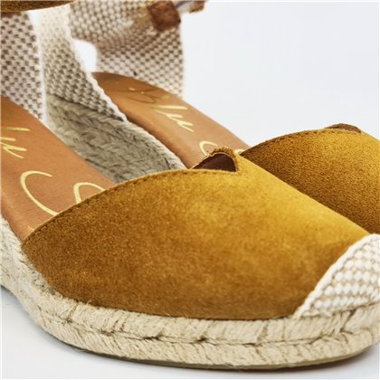 Womens Leather Low Wedged Valencian Espadrilles Padded Insole 1509 Leather, by BluSandal