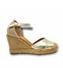 Womens Metallic Leather High Wedged Valencian Espadrilles Padded Insole 1502 Platinum, by BluSandal
