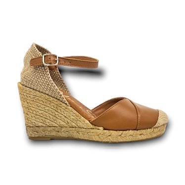 Womens Metallic Leather High Wedged Valencian Espadrilles Padded Insole 1502 Leather, by BluSandal