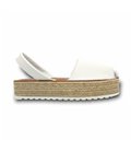 Womens Platform Leather Menorcan Sandals Padded Insole 16201 White, by C. Ortuño