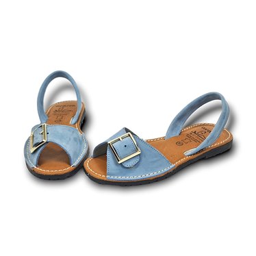 Womens Suede Leather Menorcan Sandals Padded Insole 2437 Sky Blue, by C. Ortuño