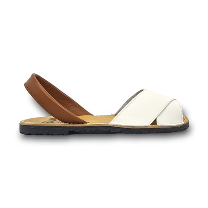 Womens Leather Flat Crossed Menorcan Sandals 394 White, by C. Ortuño