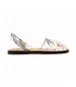 Womens Leather Flat Printed Menorcan Sandals Floral Patterns 212 White, by C. Ortuño